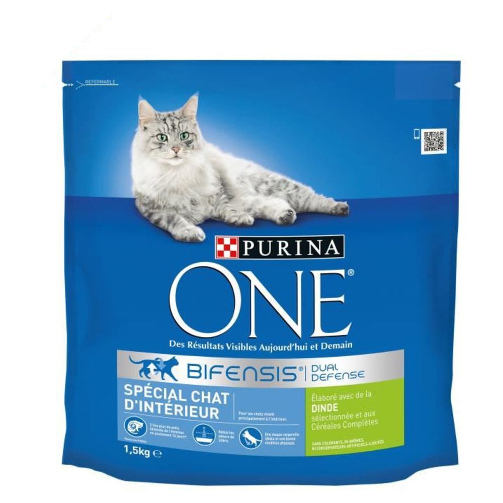 Purina One - PURINA ONE Croquettes a la dinde et aux céréales completes - Pour chat adulte d'intérieur - 1,5 kg - Croquettes pour chat