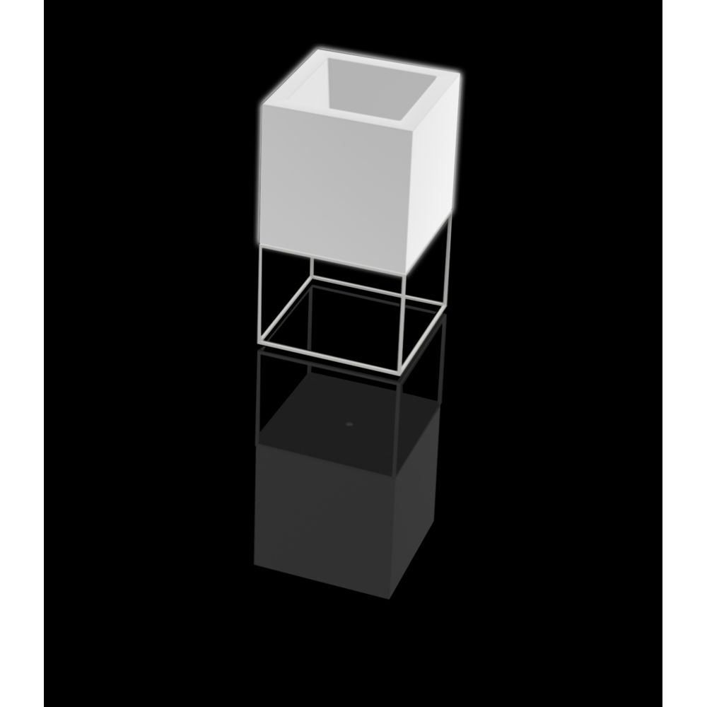 Vondom - Pot de fleurs VELA Cube Nano - éclairé - 18 x 18 x 36 cm - blanc glace (transparent) - Poterie, bac à fleurs