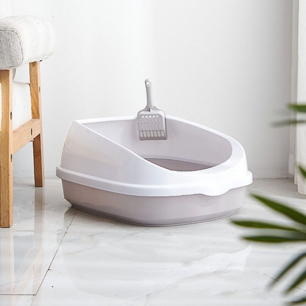 marque generique - Mini Chat Sable Bac à Litière Toilette Formation Bassin De Lit Pan Avec Pelle Gris L - Soin et hygiène rongeur