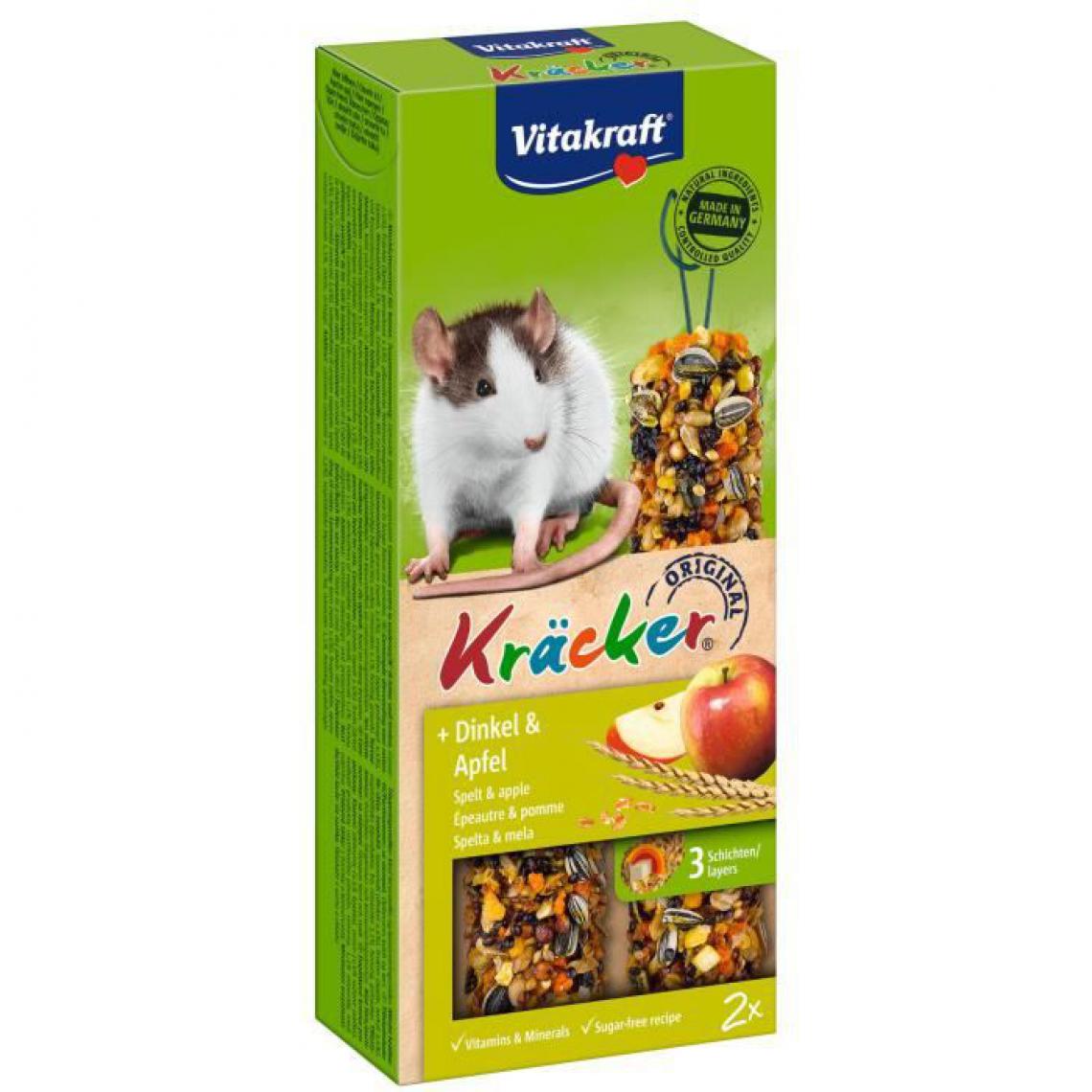 Vitakraft - VITAKRAFT Kräcker Friandise pour Rats Epeautre Pomme - Lot de 10x2 - Croquettes pour chien