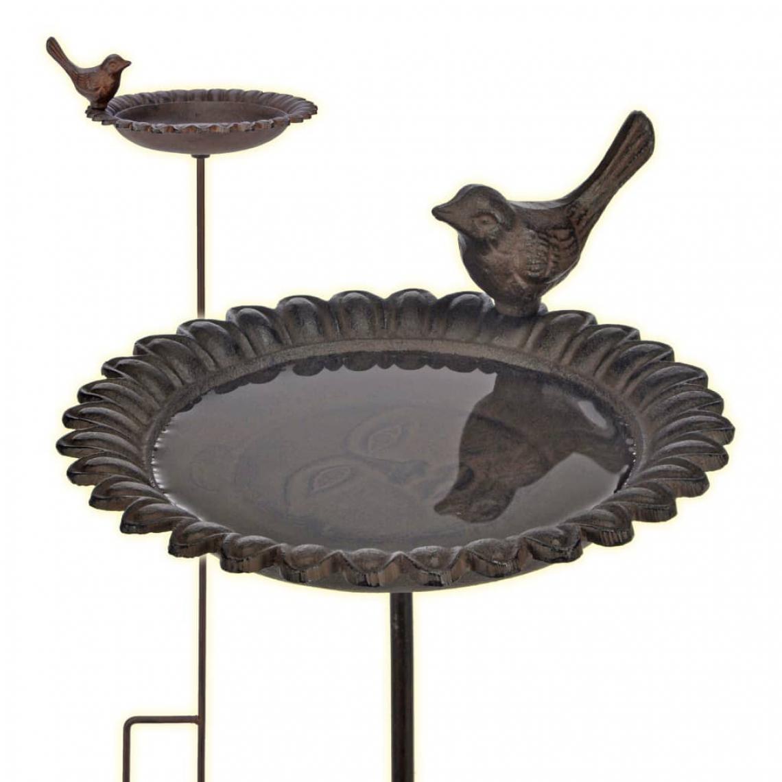 Decoshop26 - Fontaine pour oiseaux baignoire mangeoire en fonte marron DEC020802 - Accessoires basse-cour