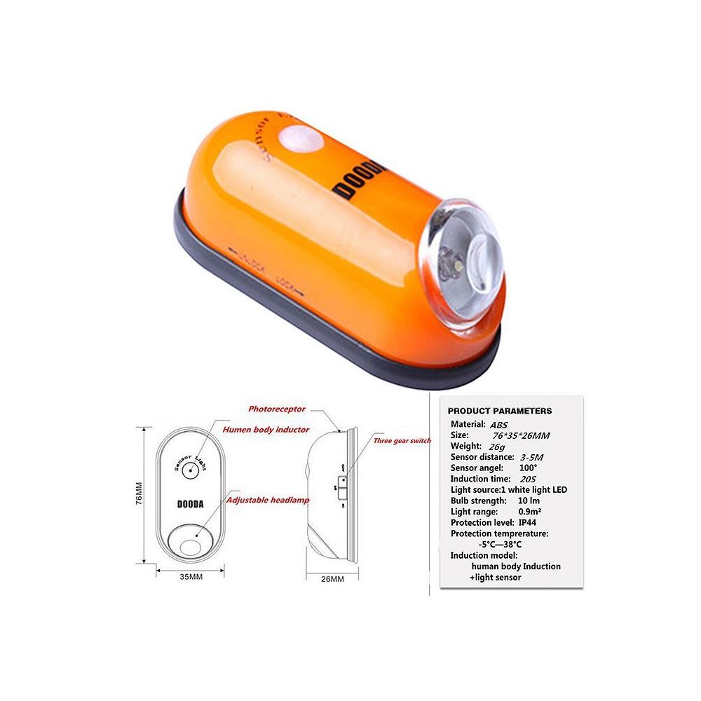 marque generique - Veilleuse Lampe LED Lumière de Nuit Détecteur Capteur De Mouvement PIR Orange - Lampadaire