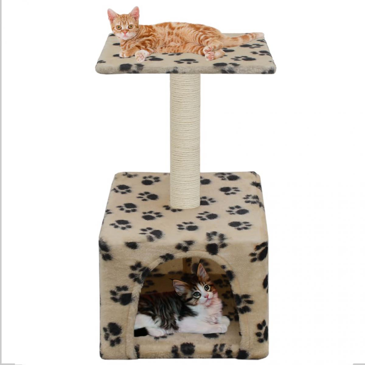 Vidaxl - vidaXL Arbre à chat avec griffoirs en sisal 55 cm Beige Motif de pattes - Arbre à chat
