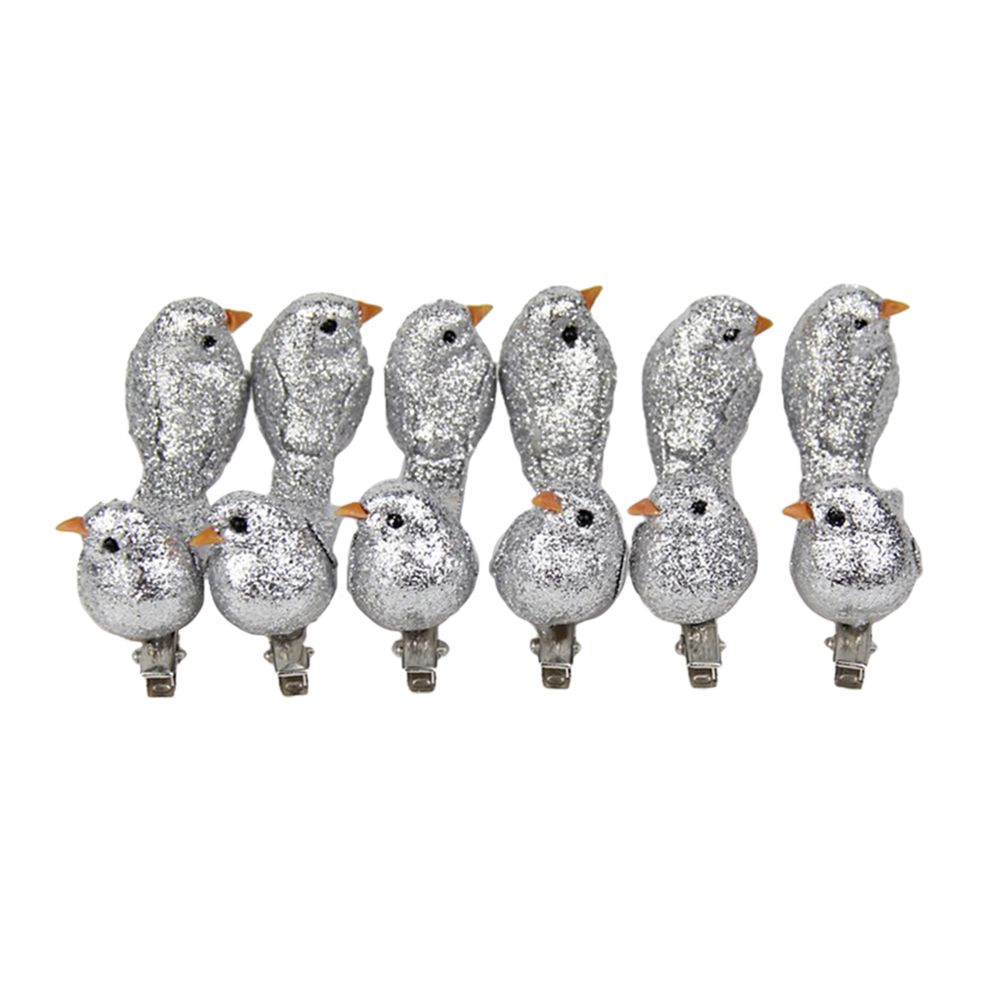 marque generique - 12pcs artificiels mini oiseaux de mousse de bling décoratifs pour le jardin d'artisans - Petite déco d'exterieur