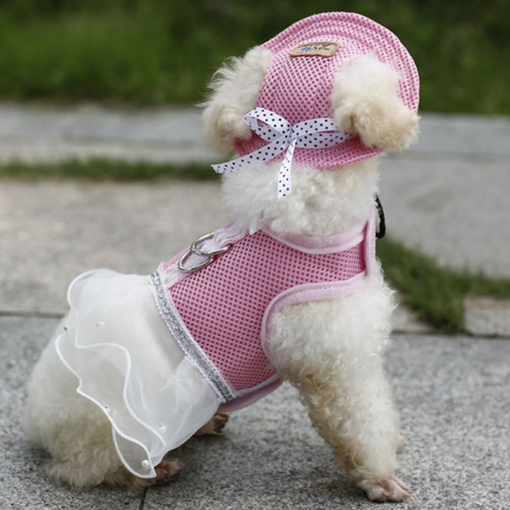 marque generique - Petit Chien Chiot Chat Princesse Chaton Maille Bracelet Casquette Chapeau Capeline Rose - Vêtement pour chien