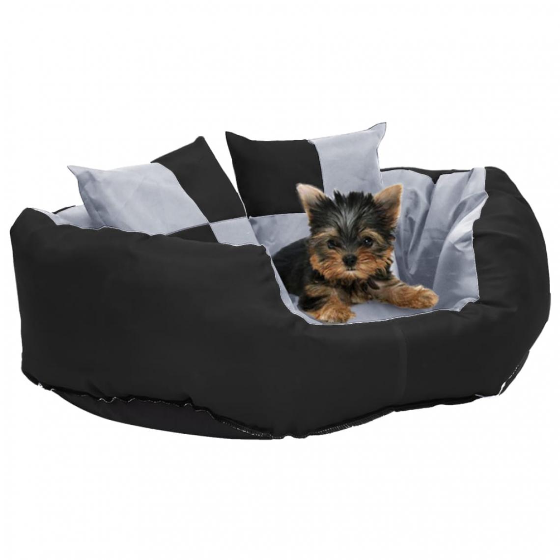 Vidaxl - vidaXL Coussin réversible lavable pour chien Gris et noir 65x50x20 cm - Corbeille pour chien