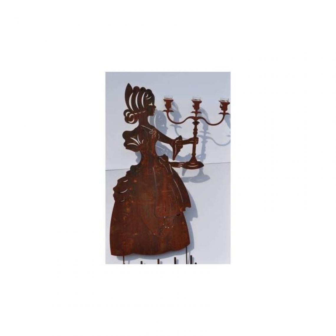 L'Héritier Du Temps - Silhouette Représentation de Femme à Piquer avec Photophore en Acier Brut Oxydé 10x94x160cm - Petite déco d'exterieur