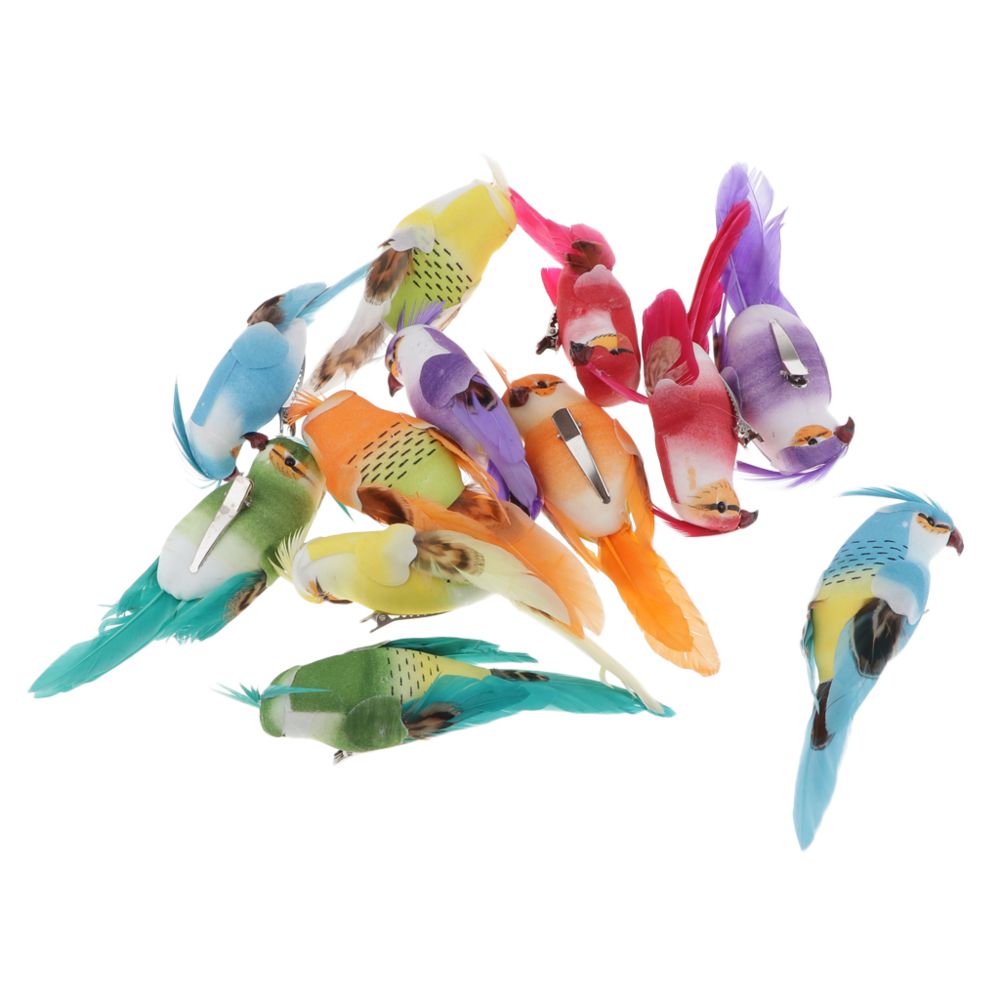 marque generique - 12pcs perroquet de simulation de plume d'oiseaux de mousse pour le décor de mariage de partie avec l'agrafe - Petite déco d'exterieur