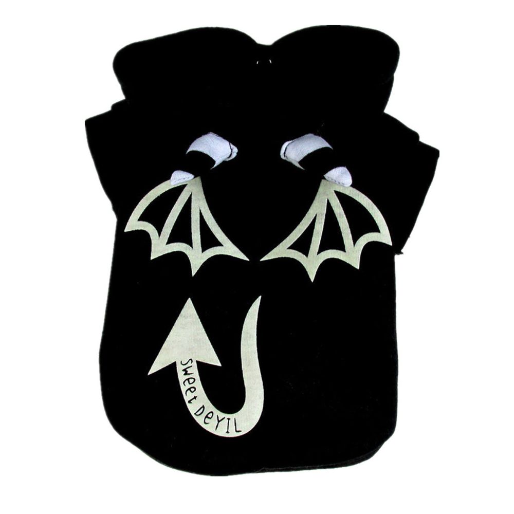 marque generique - Pet Dog Cat Luminous Diable Hoodies Vêtements Shirts Kleidung Veste Noire S - Vêtement pour chien