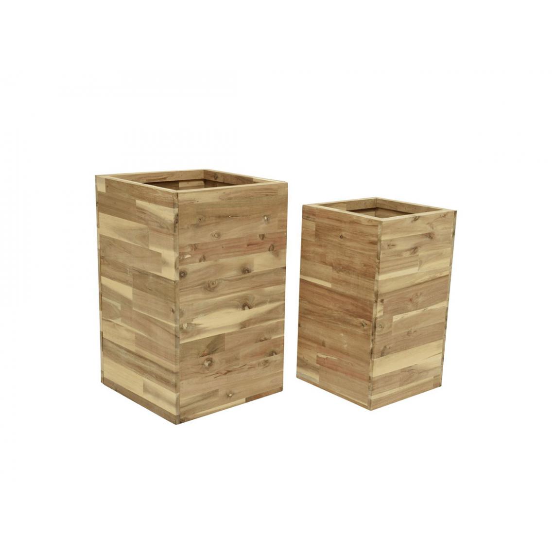 Jardideco - Lot de deux cache-pots carrés en bois d'acacia - Jardideco - Poterie, bac à fleurs