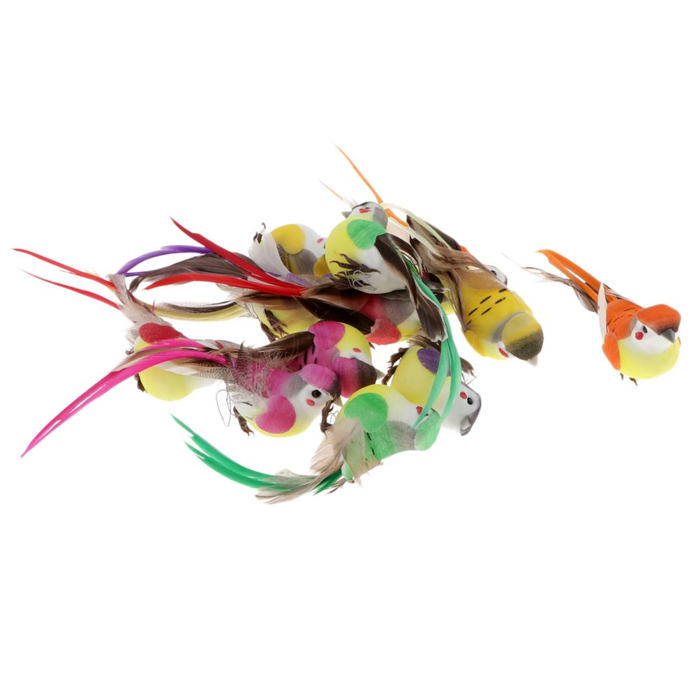 marque generique - 12pcs oiseaux de plumes de mousse artificielle artisanat décor de jardin à la maison sans clip - Petite déco d'exterieur