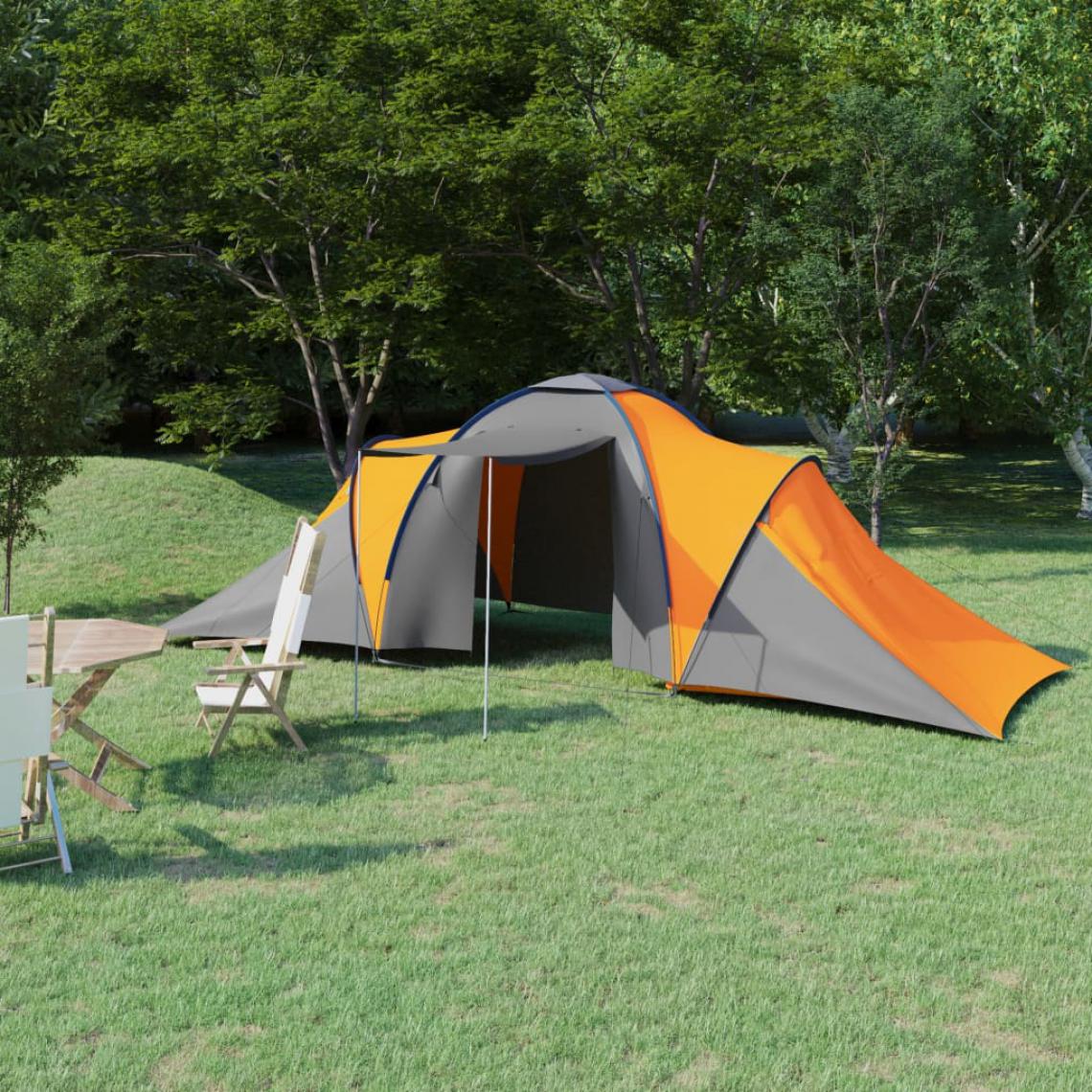 Vidaxl - vidaXL Tente de camping 6 personnes Gris et orange - Pergolas et Tonnelles