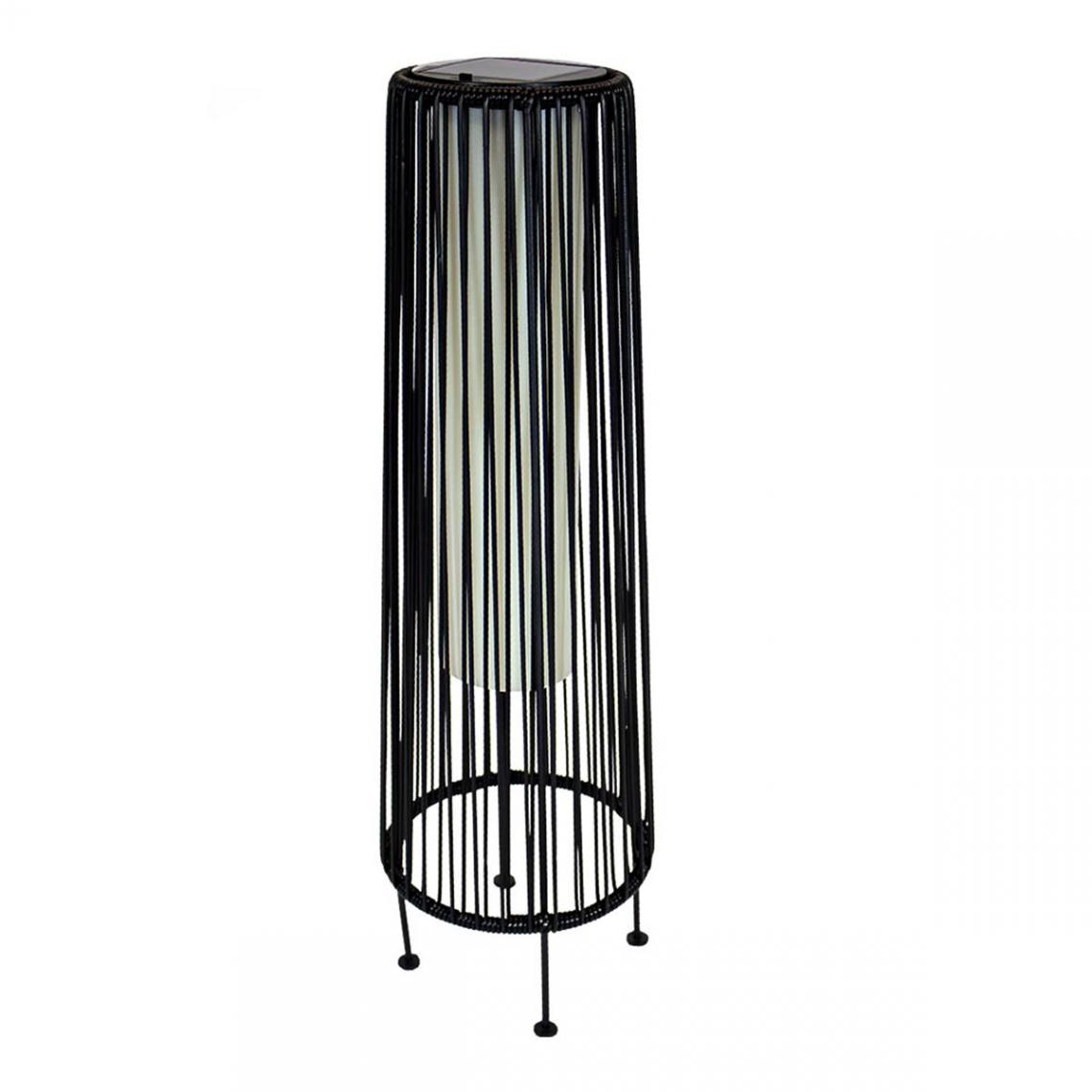 Lumisky - Lampe solaire décorative WILLY TALL noir en poly rotin H69cm - Eclairage solaire