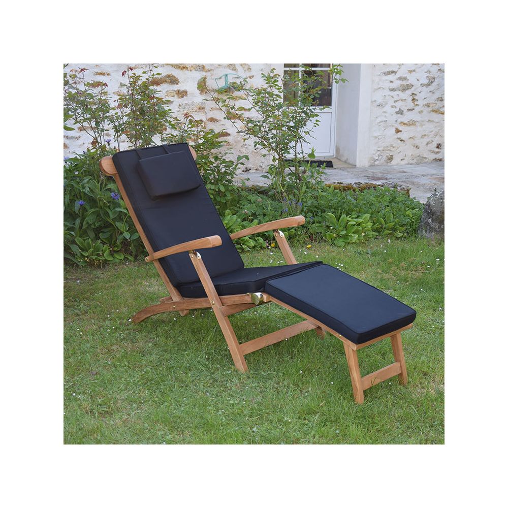 Teck'Attitude - Matelas noir pour Chaise longue - Coussins, galettes de jardin