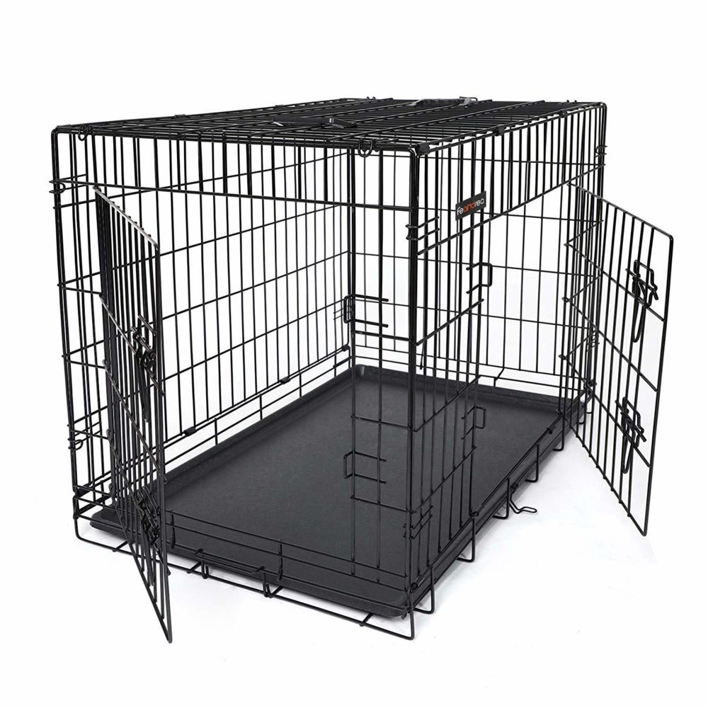 Feandrea - Cage pour Chiens, 2 Portes, Pliable, Transportable, avec Poignées et Plateau, Format XXL 122 x 76 x 81 cm Noir PPD48H - Niche pour chien