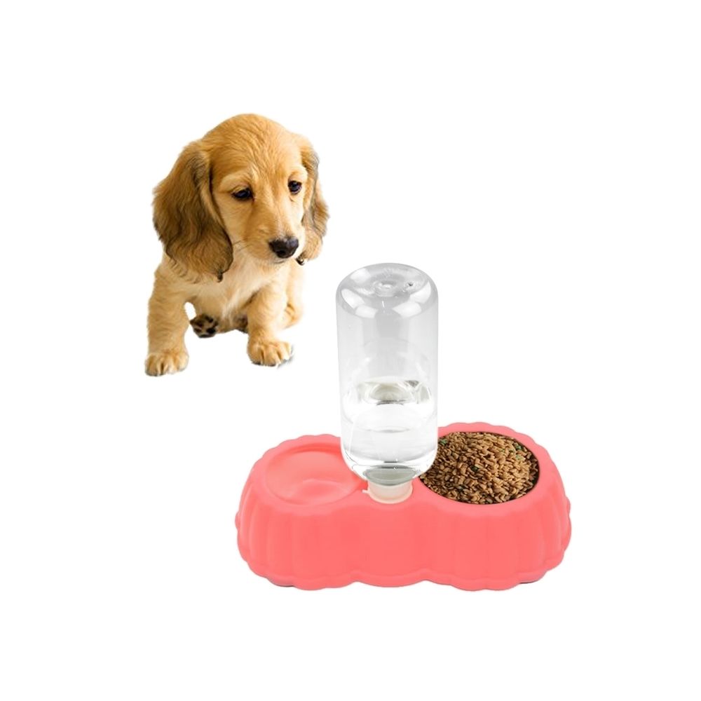 Wewoo - Gamelle Magenta Plat de nourriture de chat de forme de potiron + bols doubles d'eau potable avec le distributeur automatique de l'eau, taille: S - Gamelle pour chat
