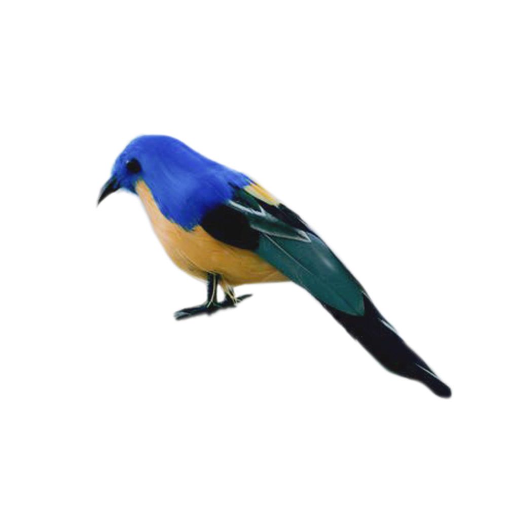 marque generique - Oiseau artificiel plume réaliste jardin décor à la maison ornement Oiseau bleu foncé - Petite déco d'exterieur