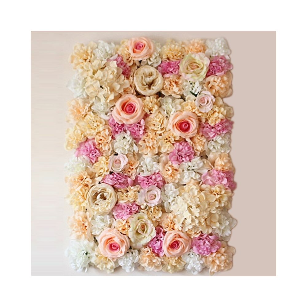 Wewoo - Décoration Jardin rose Champagne fleur pivoine hortensia artificielle cryptage bricolage mariage mur photo fond, taille: 60 cm x 40 cm - Poterie, bac à fleurs