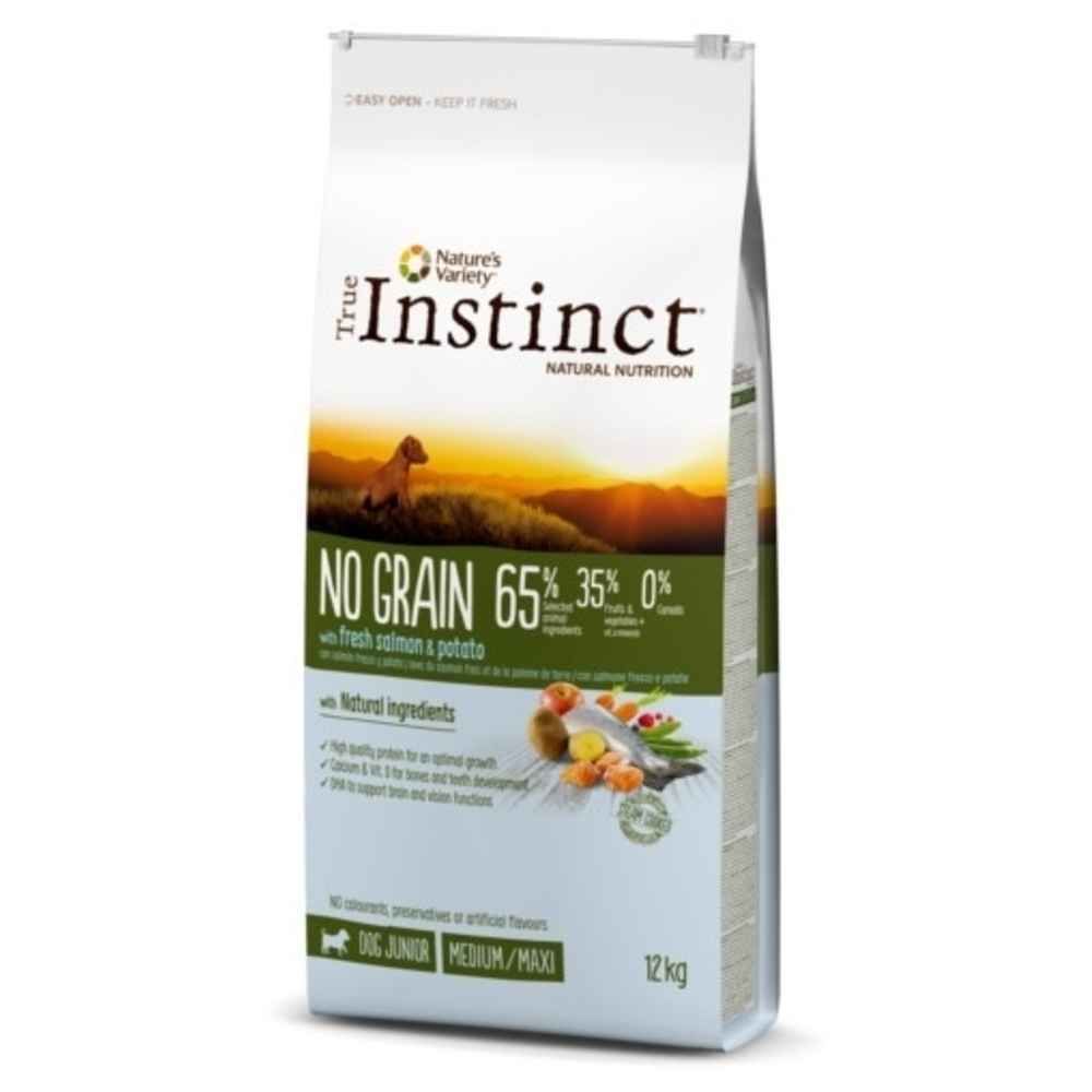 True Instinct - Croquettes No Grain Adult Medium Maxi au Saumon pour Chiot - True Instinct - 12Kg - Croquettes pour chien