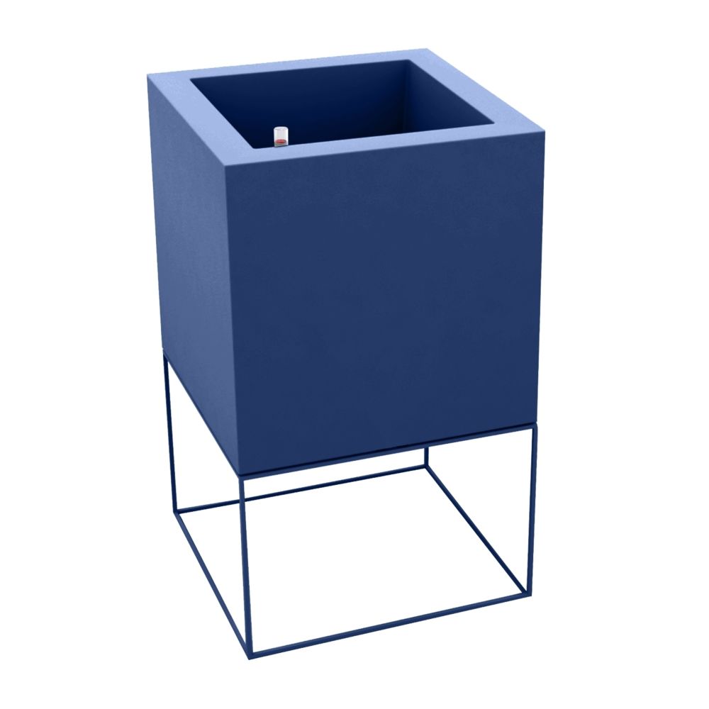 Vondom - Pot de fleurs VELA Cube - Système d'arrosage - bleu marine - 40 x 40 x 70 cm - Poterie, bac à fleurs