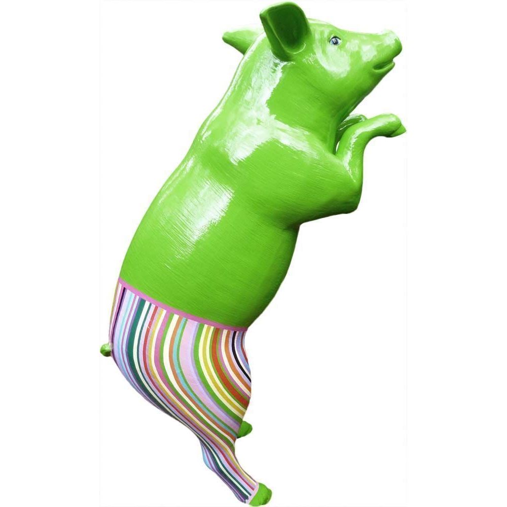 Texartes - Cochon design avec pantalon coloré en résine - Petite déco d'exterieur