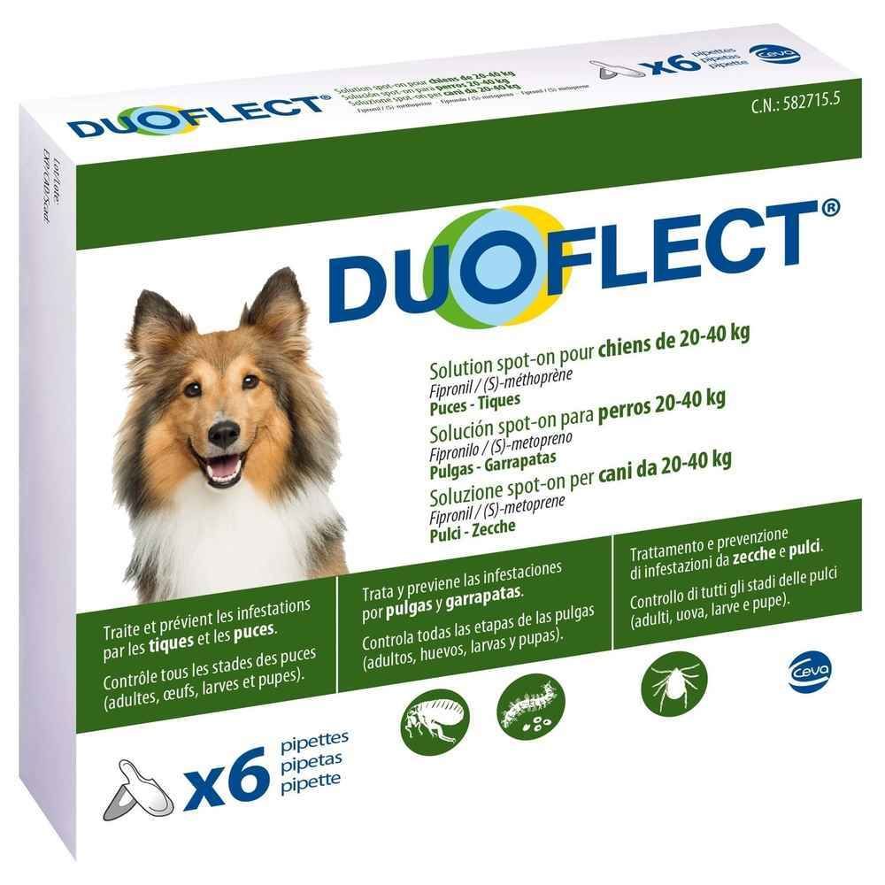 marque generique - Pipettes Antiparasitaire de 20 à 40Kg pour Chien - Duoflect - x6 - Anti-parasitaire pour chien