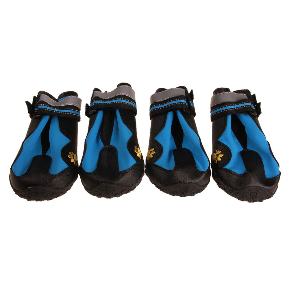 marque generique - 4pcs chien de compagnie anti-dérapant imperméable à l'eau de randonnée baskets chaussures d'escalade bleu 7 - Vêtement pour chien
