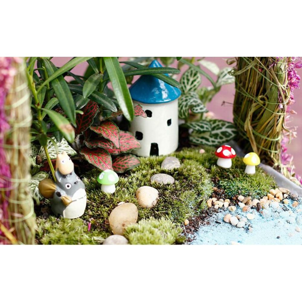 marque generique - 20x miniature champignon fée terrarium jardin décor bonsaï artisanat 7 couleurs bleu - Petite déco d'exterieur