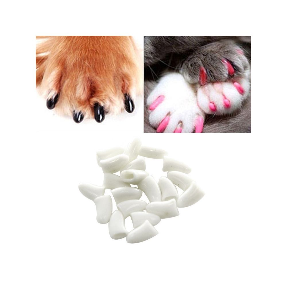 Wewoo - 20 PCS Silicone Caps pour les ongles mous Cat / Griffe de la patte de chat / Protecteur d'ongles animaux de compagnie / Cache-ongles de chatTaille S Blanc - Hygiène et soin pour chat