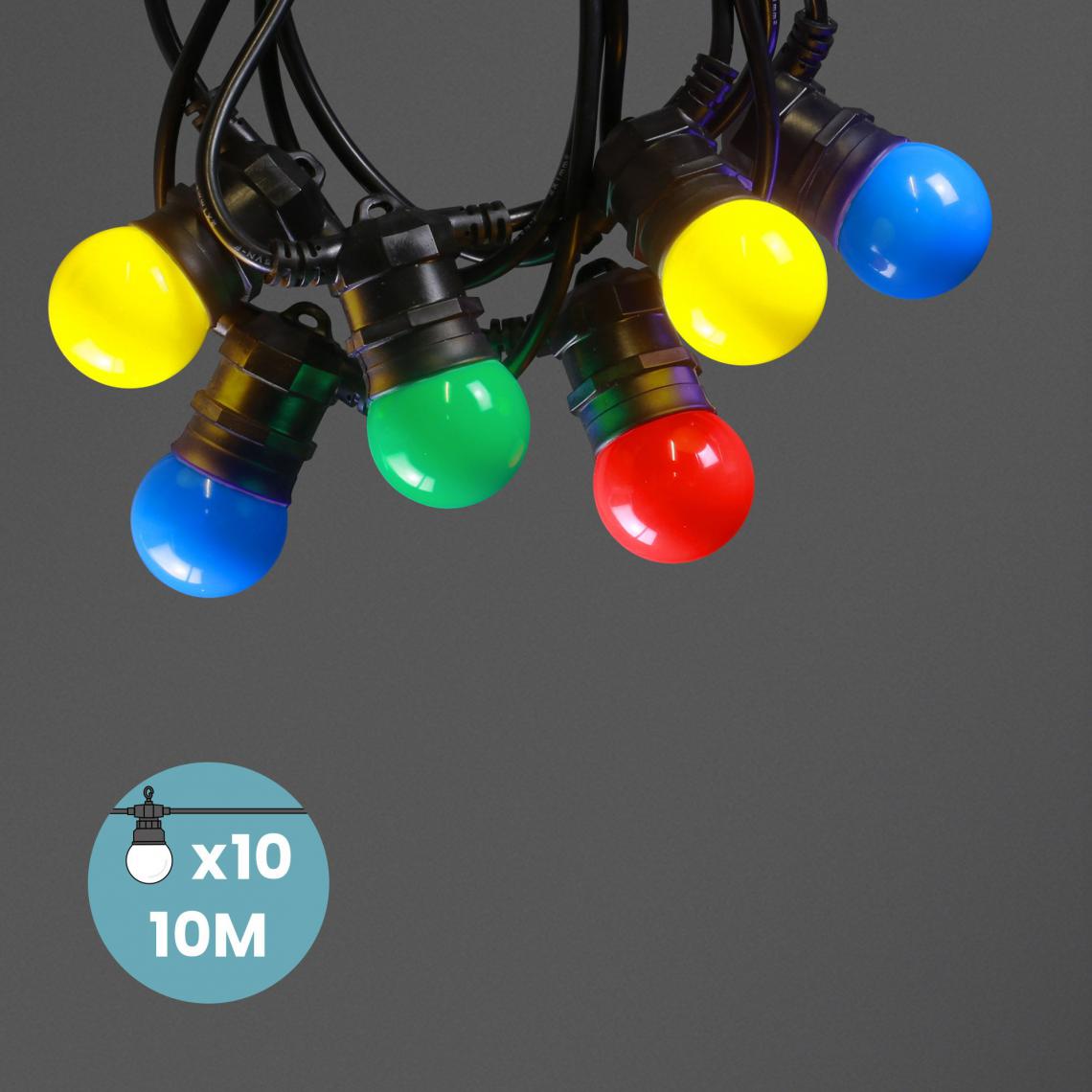 Skylantern - Guirlande Guinguette Multicolore Ampoules Remplaçables 10 m - Lampadaire
