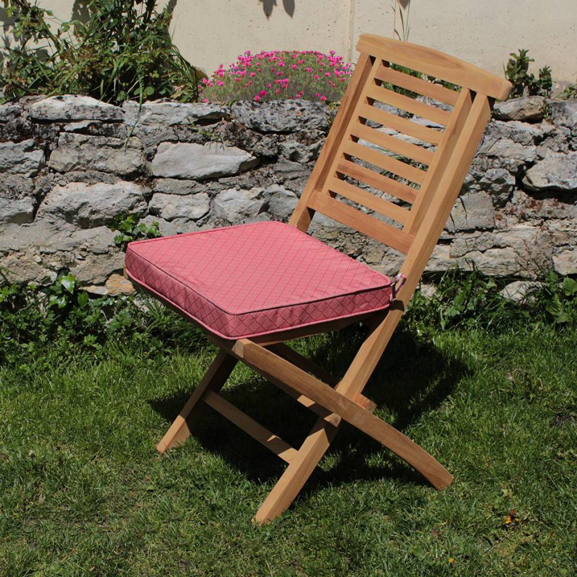 Teck'Attitude - Coussin à motifs corail/blanc pour chaises et fauteuils pliants - Coussins, galettes de jardin