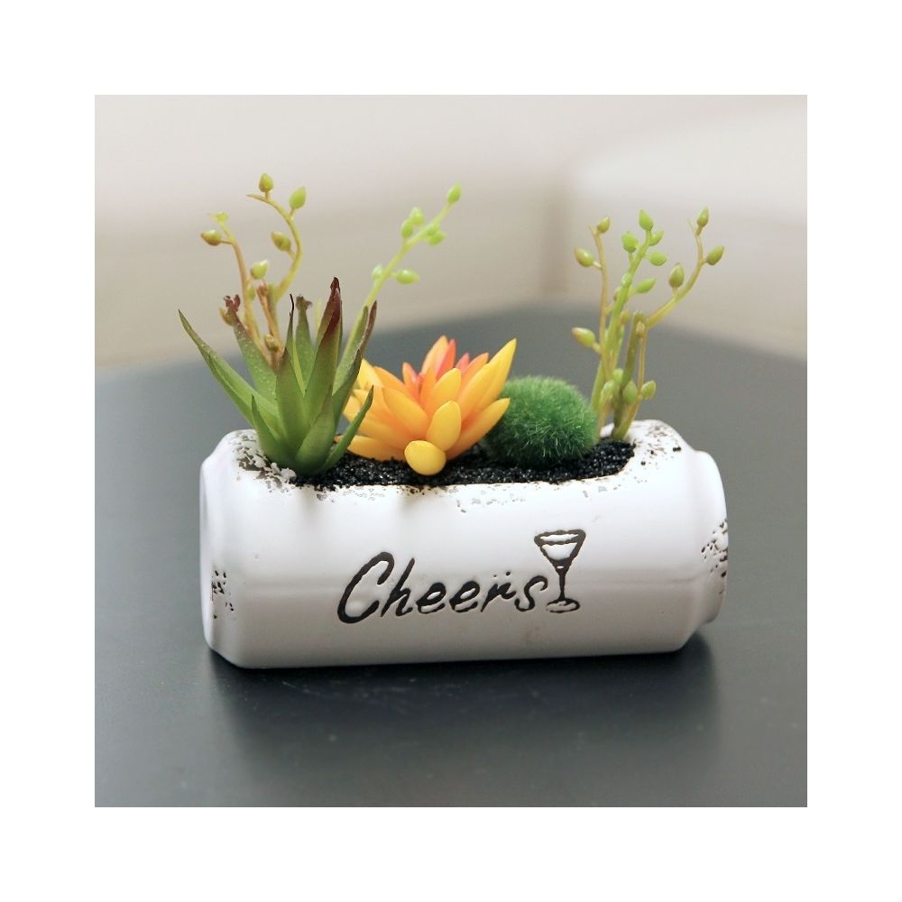 Wewoo - Céramique Fermeture Éclair En Canette Artisanale Plante Succulente Jaune Décoration Intérieure Maison - Poterie, bac à fleurs