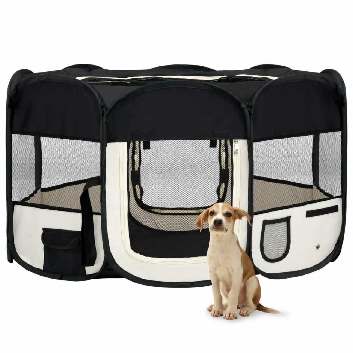 Vidaxl - vidaXL Parc pliable pour chien avec sac de transport Noir 145x145x61cm - Niche pour chien