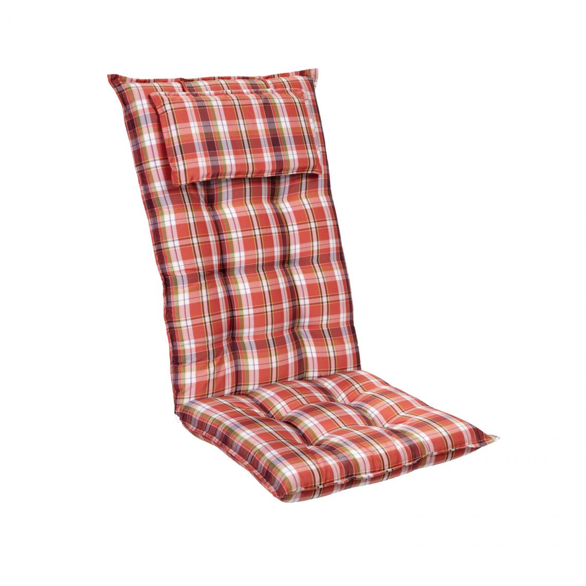 Blumfeldt - Coussin - Blumfeldt Sylt - Pour chaise de jardin à dossier haut avec appuie-tête - Polyester- 50x120x9cm - à l'unité - Rouge/Blanc - Coussins, galettes de jardin