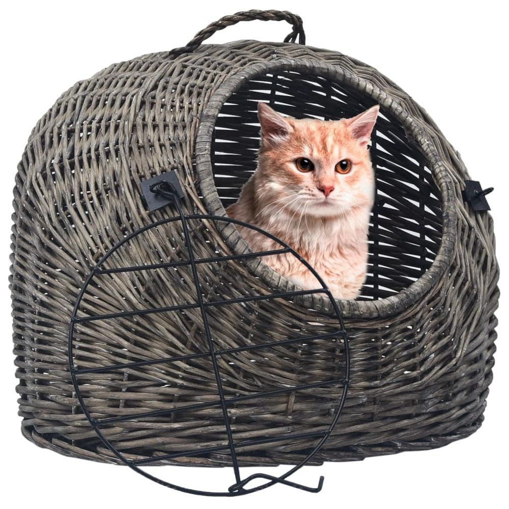 Vidaxl - vidaXL Cage de transport pour chats Gris 50x42x40 cm Saule naturel - Equipement de transport pour chat