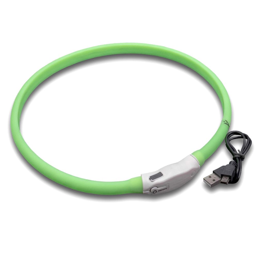 Vhbw - vhbw Collier lumineux LED pour chien, vert, 65cm, 3 modes d'éclairage, USB rechargeable - Collier pour chien