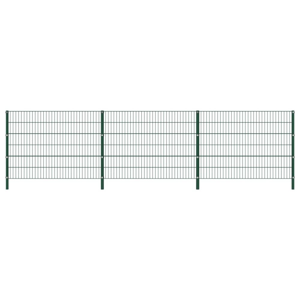 Vidaxl - vidaXL Panneau de clôture avec poteaux Fer 5,1 x 1,2 m Vert - Clôture en fer