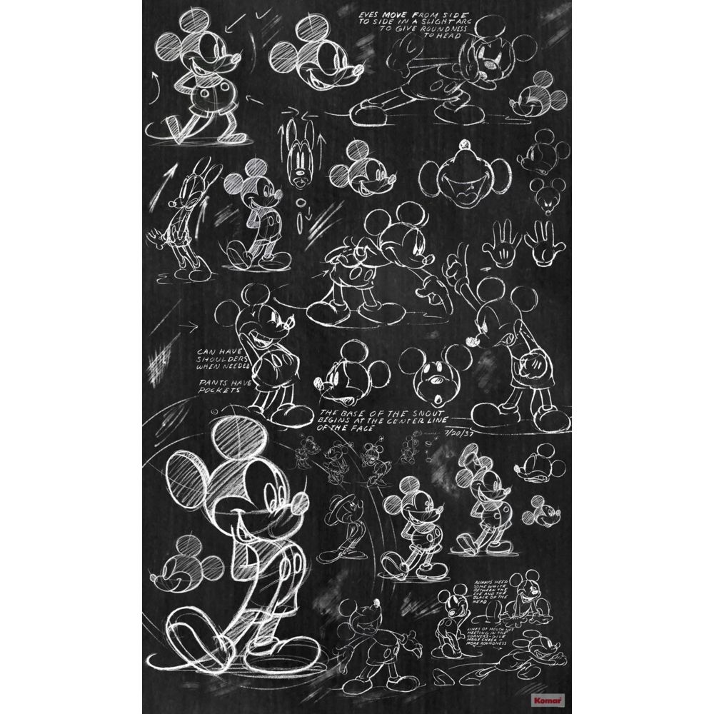 Komar - Poster intissé tableau à la craie Mickey Disney - Poterie, bac à fleurs