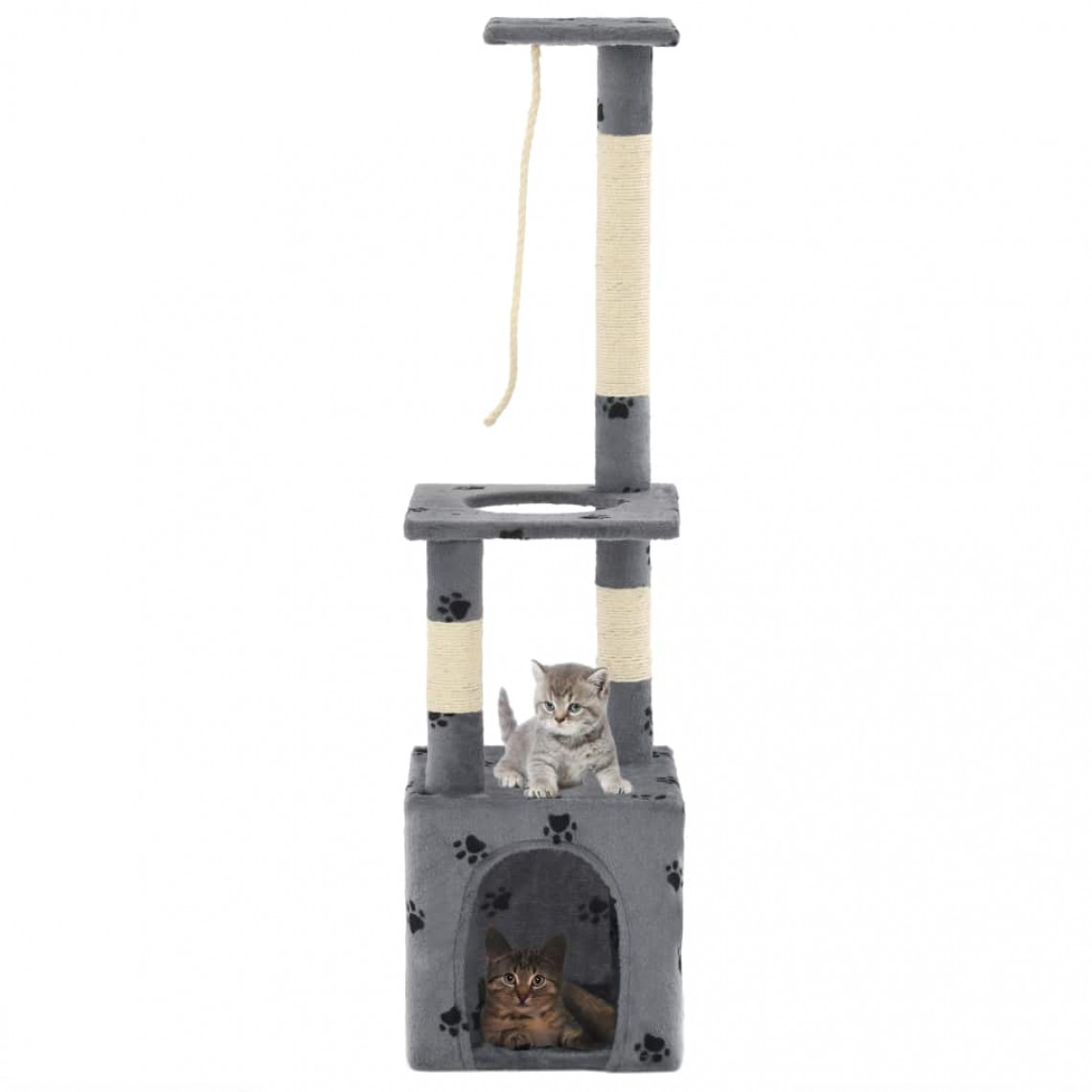 Uco - UCO Arbre à chat avec griffoirs en sisal 109cm Gris Motif de pattes - Arbre à chat