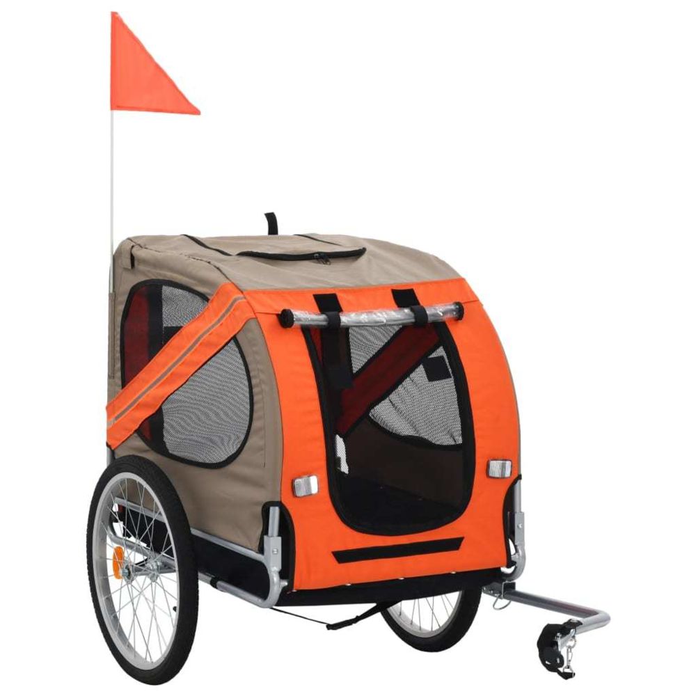 Vidaxl - vidaXL Remorque de vélo pour chiens Orange et gris - Equipement de transport pour chat