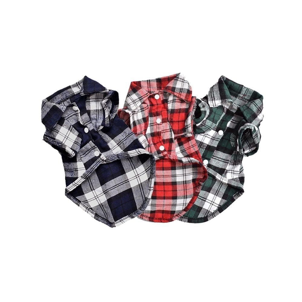 Wewoo - Vêtements d'été pour chiens de compagnie chemise de chien à carreaux en coton à la mode cotonTaille XS Vert - Vêtement pour chien