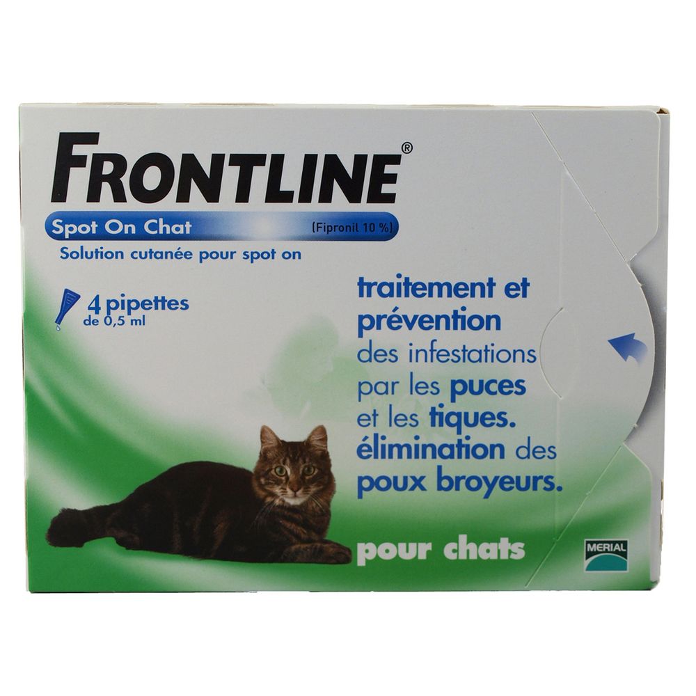 Frontline - FRONTLINE Spot On chat - - Anti-puces et anti-tiques pour chat - 4 pipettes - Anti-parasitaire pour chat