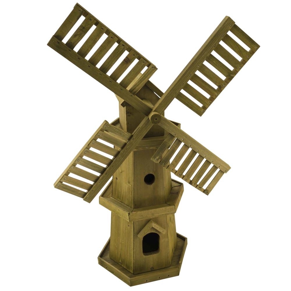 Provence Outillage - Moulin à vent en bois de pin 55 x 28 cm - Petite déco d'exterieur