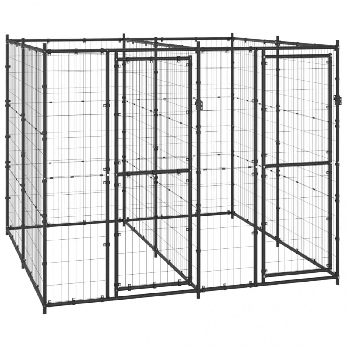 Helloshop26 - Chenil extérieur cage enclos parc animaux chien d'extérieur pour chiens acier 4,84 m² 02_0000372 - Clôture pour chien
