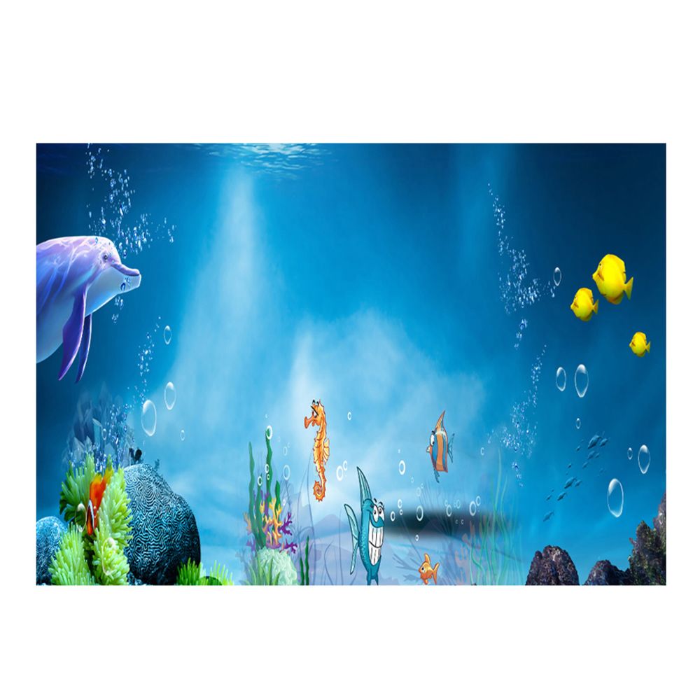 marque generique - Aquarium 3D fond de réservoir de poissons photo affiche décor adhésif 61x41cm - Décoration aquarium