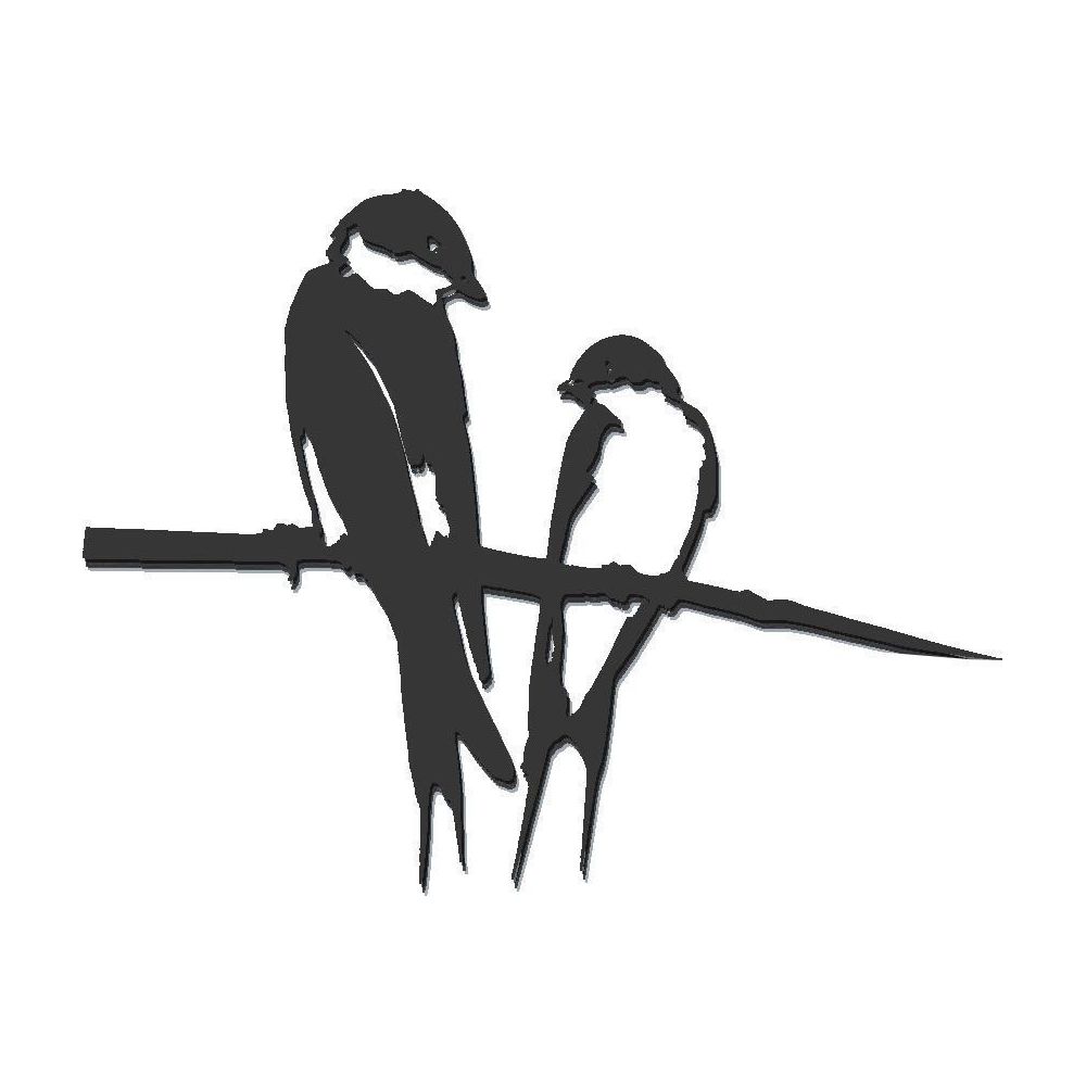 Metalbird - Oiseaux sur pique couple d'hirondelles en acier corten - Petite déco d'exterieur