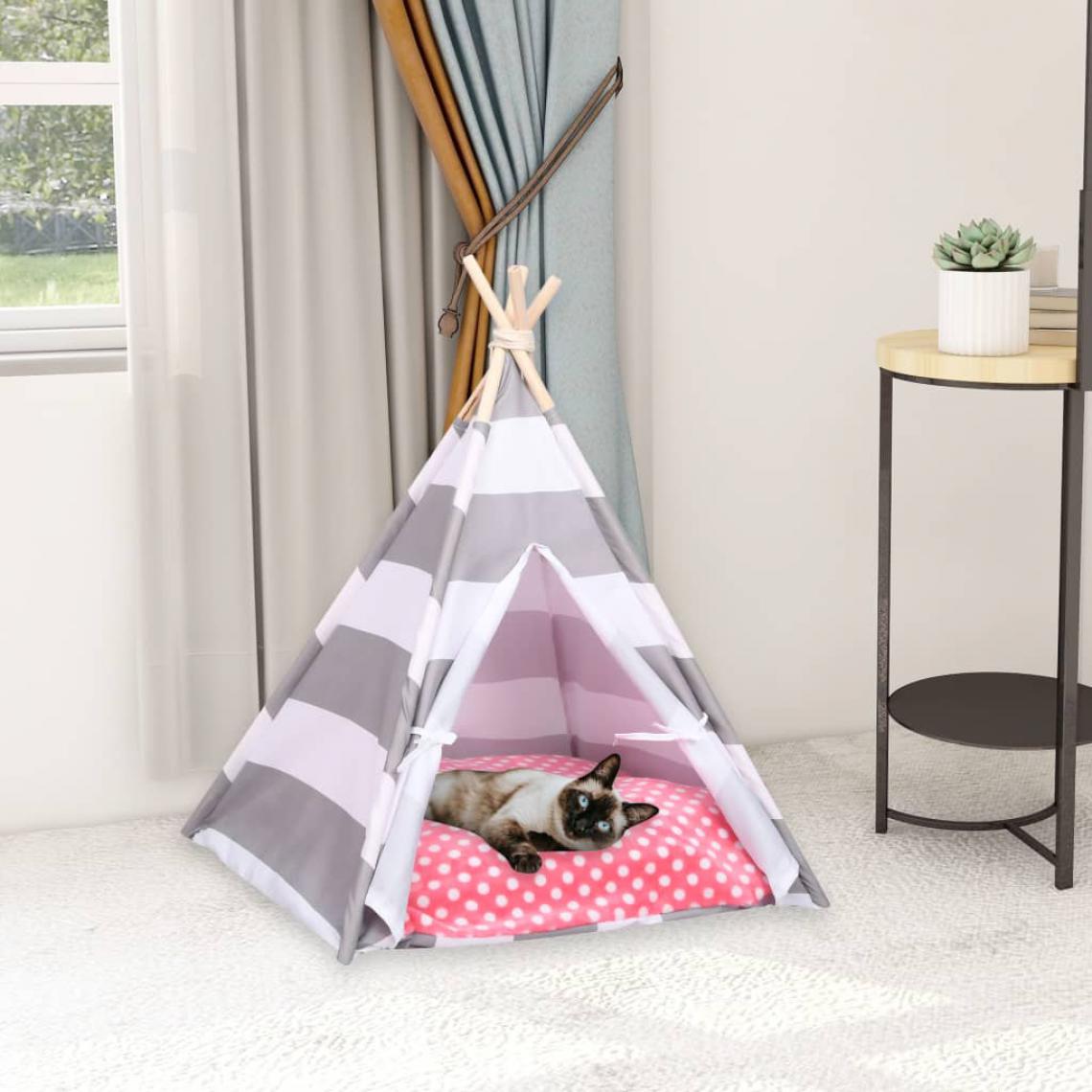 Vidaxl - vidaXL Tente pour chats avec sac Peau de pêche Rayures 60x60x70 cm - Coussin pour chat