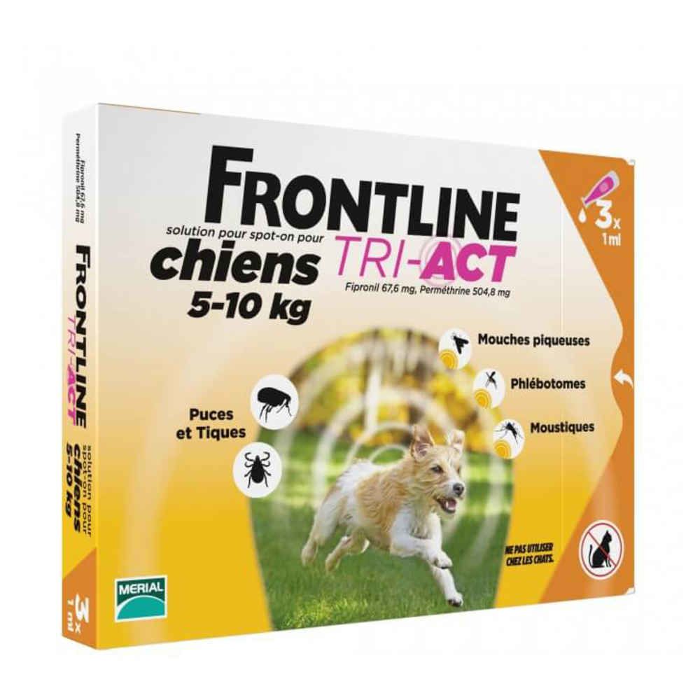 Frontline - FRONTLINE TRI-ACT 5-10kg - 3 pipettes - Anti-parasitaire pour chien