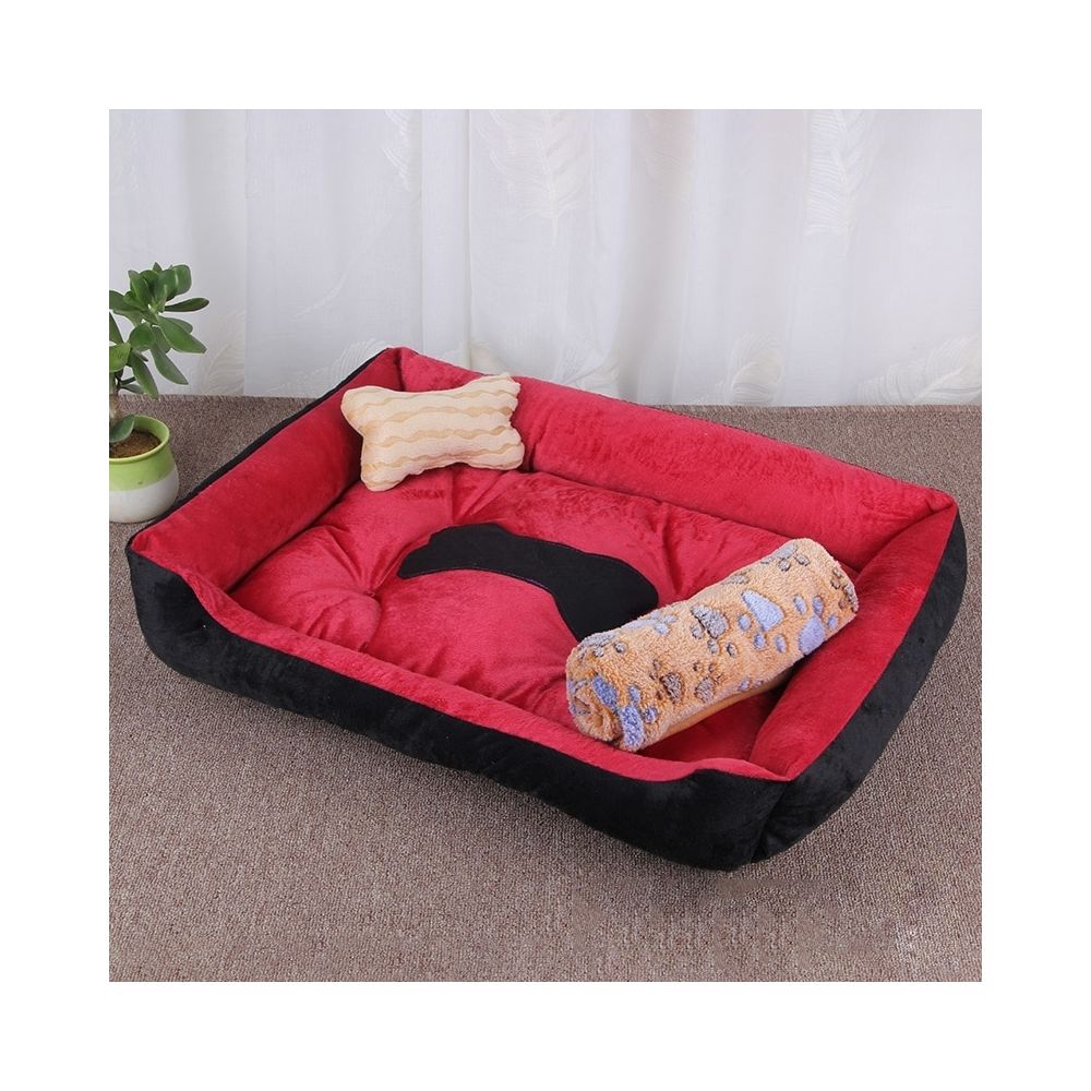 Wewoo - Panier pour chien Coussin tapis de chat pour avec motif couverture chien, modèle Big Bean Warm Warm Pet Taille: M, 70 × 50 × 15 cm (Noir, Rouge) - Corbeille pour chien