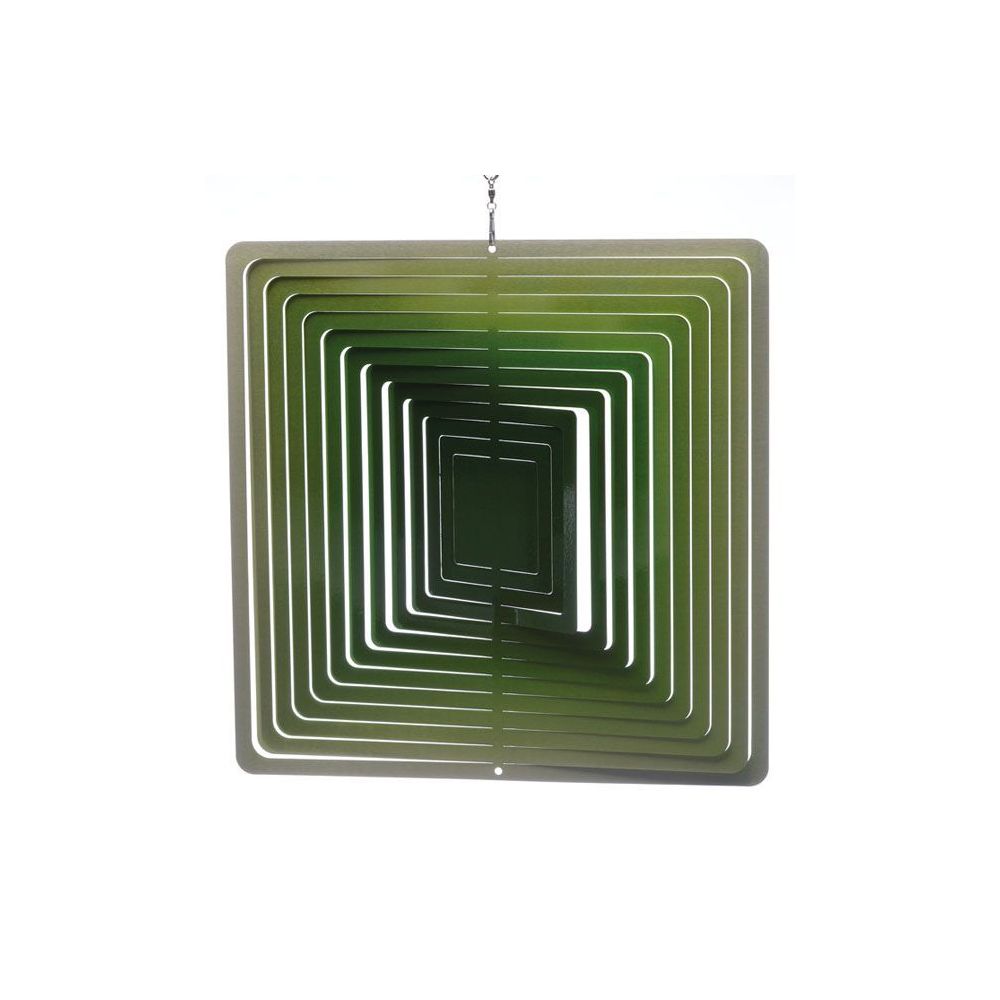 Spin-Art Spinners - Mobile à vent carré vert 30cm - Petite déco d'exterieur